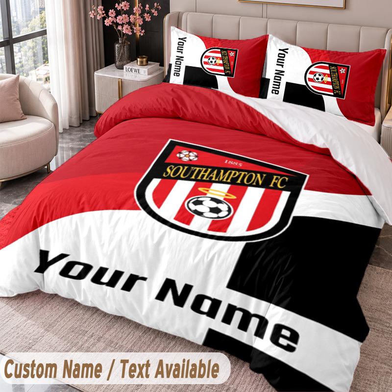 Southampton FC Printed Bedding Set Custom Name Text 1 Duvet Cover 2 Pillowcases For Bedroom