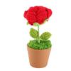 Crochet Rose Potted Plant Artificial Hand Woven Woolen Flower Handmade Knitted Simulation Flower
