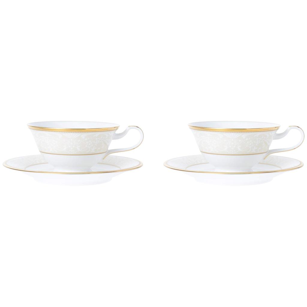 Noritake White Palace Bone China Cup Saucer Set Coffee and 220cc & (Pair) (For Tea) (P59587/4753)
