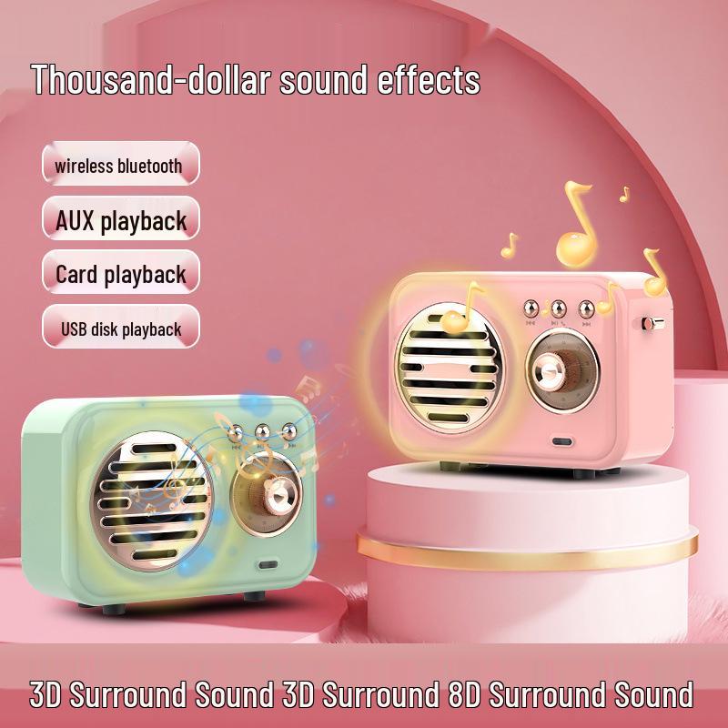W13 Ретро Мини Беспроводная Уличная Портативная Радиоколонка с Громким Басом