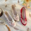 [Rouya] 2025 Spring New Old Beijing Cloth Shoes Simple Temperament Cheongsam Single Shoes Ethnic Style Embroidered Shoes