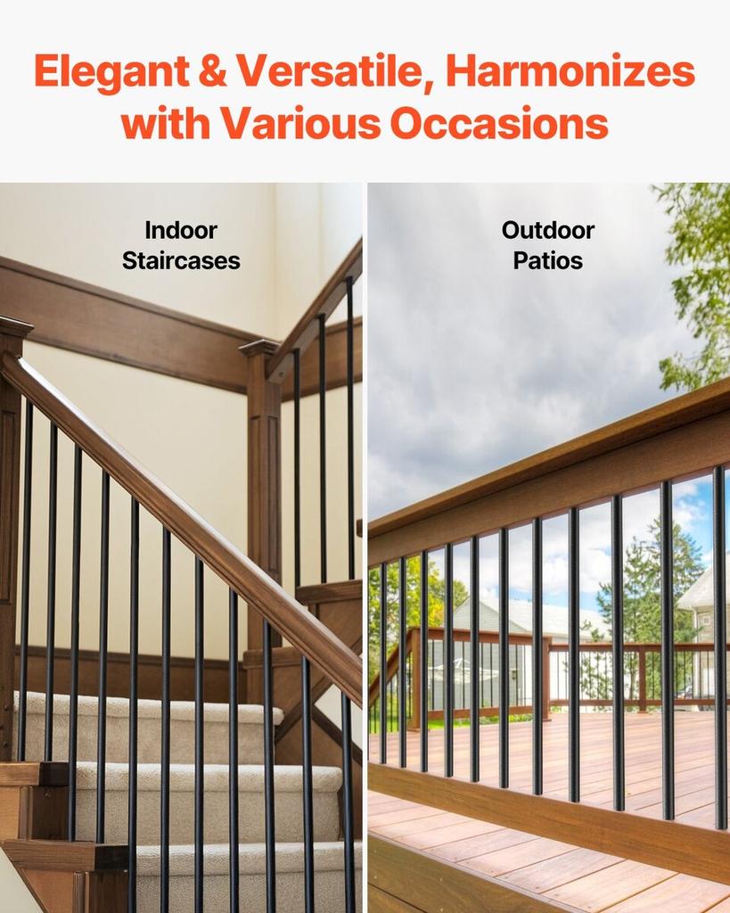 Staircase Balusters 101 Pack 36 In Aluminum Spindles with Screws/Rail Caps