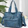 Retro Washed Leather Handbag Fashion Large-capacity Multi-pocket Tote Bag Women