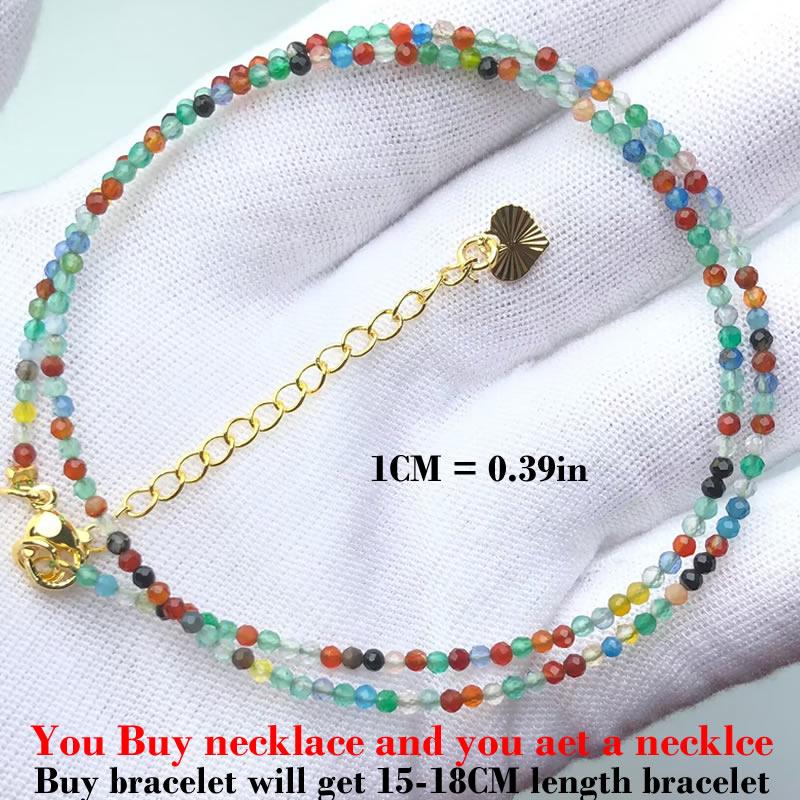 2-3mm Natural Stone Beads Necklaces For Women Men Faceted Indian Agates Tourmaline garnet Crystal quartz Bracelet Clavicle Chain