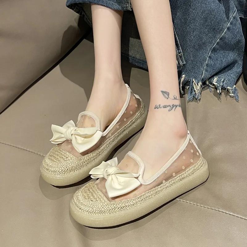 Женские кроссовки на толстой подошве, большой размер 36-43, сетчатые повседневные женские кроссовки, дышащие, в горошек, рыбацкие туфли