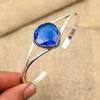 Lovely Blue Sapphire Lab-Created Gemstone Handmade 925 Solid Sterling Silver Jewelry Bangle