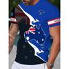 Summer Round Neck 3D Australia Flag Graphic Print Top Fashionable Casual Short Sleeved Men's T-shirts