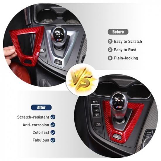 Red Real Carbon Fiber Center Gear Shift Base Frame Trim For BMW M3 F80/M4 F82