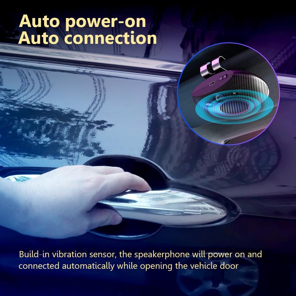 Bluetooth 5.3 спикерфон Handsfree автомобильный комплект BT Handsfree беспроводной аудиоресивер стерео MP3 музыкальный плеер крепление на солнцезащитный козырек
