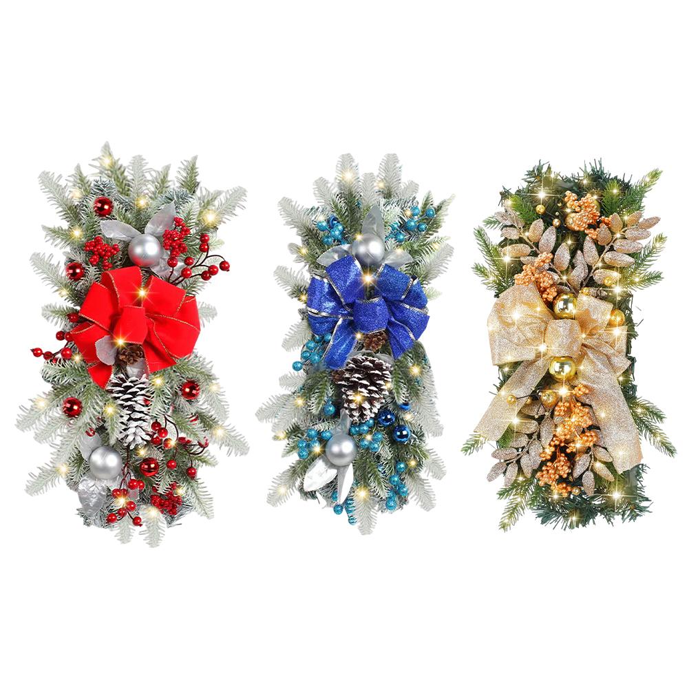 Рождественские украшения, венки, подвески, светодиодные фонари, гирлянды, украшения для дверей, окон, гирлянды, праздничные атрибуты