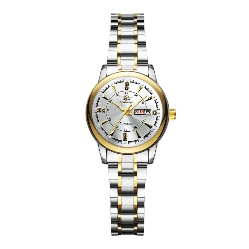 Мужские часы модные деловые часы от ведущего бренда с двойным календарем, люминесцентные, водонепроницаемые, кварцевые