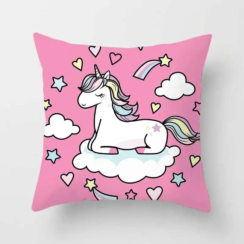 Мультяшный единорог, креативный дизайн розовой девушки, простая домашняя наволочка