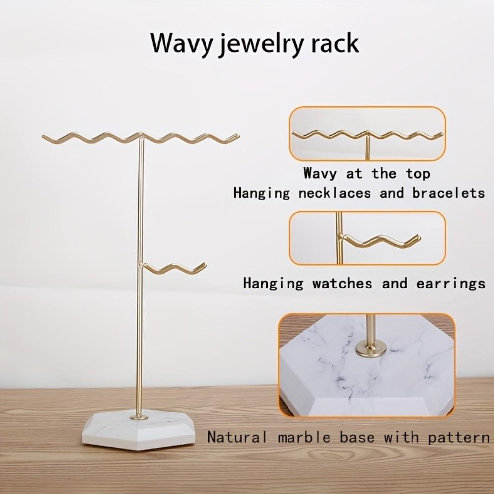 Wave-Shaped Top Metal Jewelry Organizer Decorative Modern Necklace Holder Creative Space Saving Jewelry Display Stand Gifts
