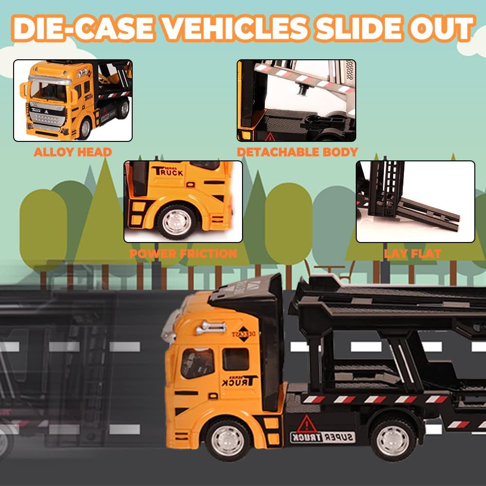 Конструкторы Машинки 7шт. Набор 1:48 грузовиков-перевозчиков, детские игровые машины для мальчиков 2, 3, 4 лет, транспортная машина из сплава с откатным механизмом