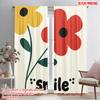 2pcs 2D Flat Printing Window Curtains Floral Graphic with Smile Polyester Without Electricity Family Party Perfect for Home &