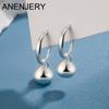 Silver Color Small Ball Pendant Stud Earrings for Women Smooth Beans Pea Vintage Irregular Ear Jewelry