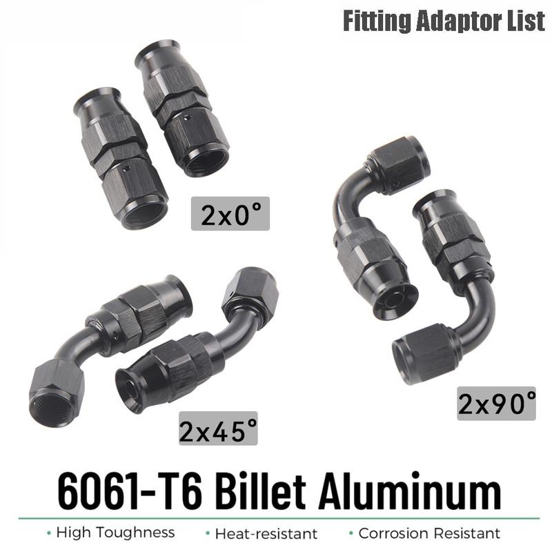 AN4 AN6 AN8 AN10 PTFE Fuel Line Kit, -4AN -6AN 8AN 10ANE85 With Fuel Hose Fitting 10FT Black