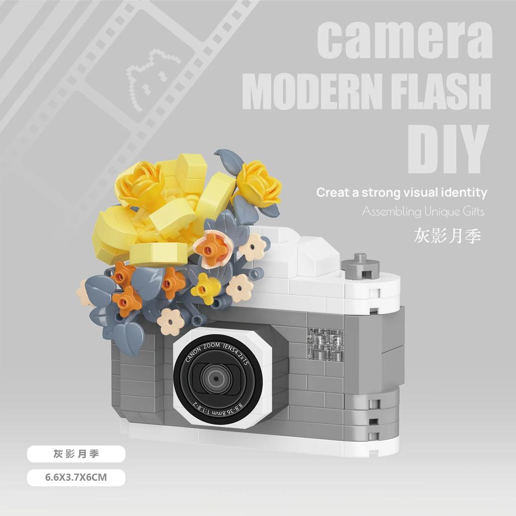 Creative Camera&Flowers Building Blocks DIY Toys Small Particle Bricks Assembly Puzzle Toys For Kids Gifts Sets