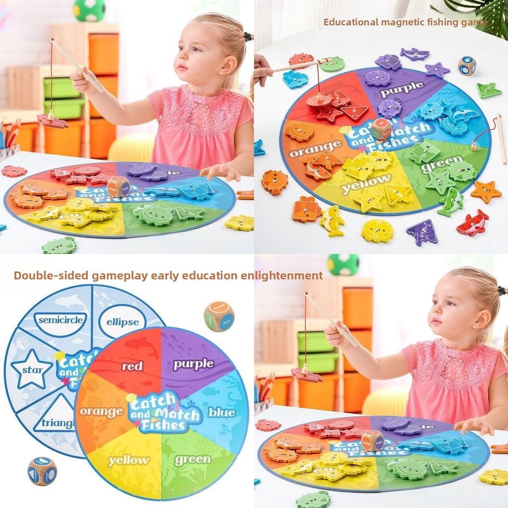Wooden Fishing Magnetic Puzzle Toy With Color Matching For Kids Play Educational