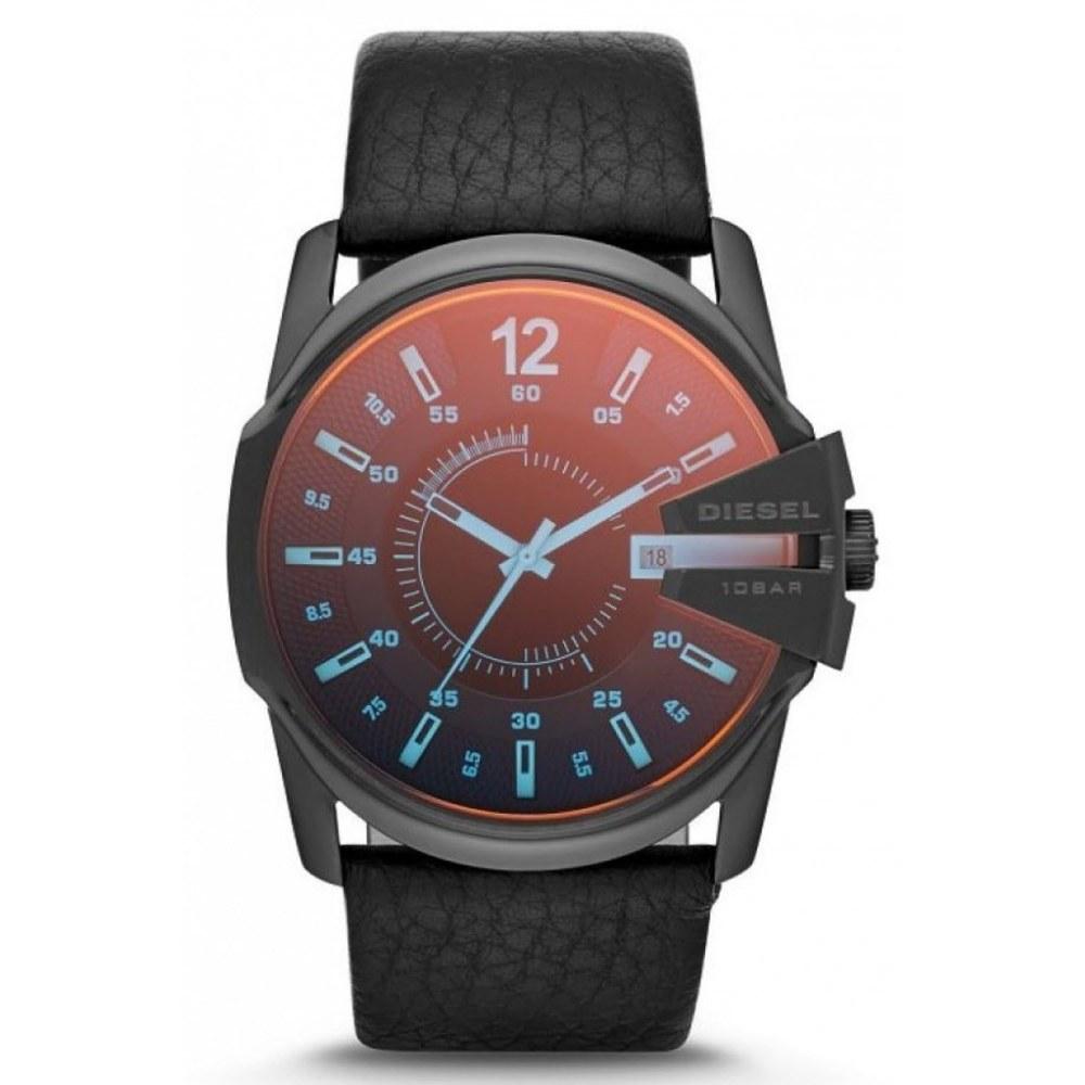 Diesel Master Chief Leather Strap Watch DZ1657 Men's Black