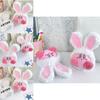 Adorable Plush Doll Car Pendant For Girls With Cute Bunny Head Detachable Keychain