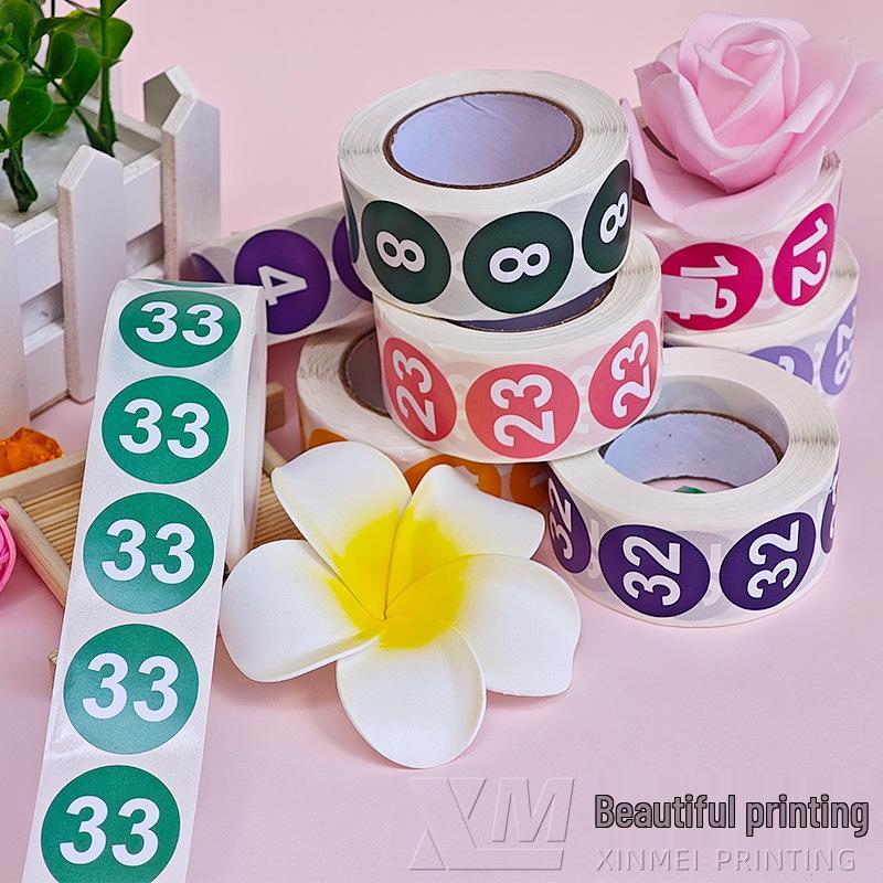 Самоклеящиеся круглые наклейки с номерами 1-33 – Цветные этикетки-идентификаторы в рулоне