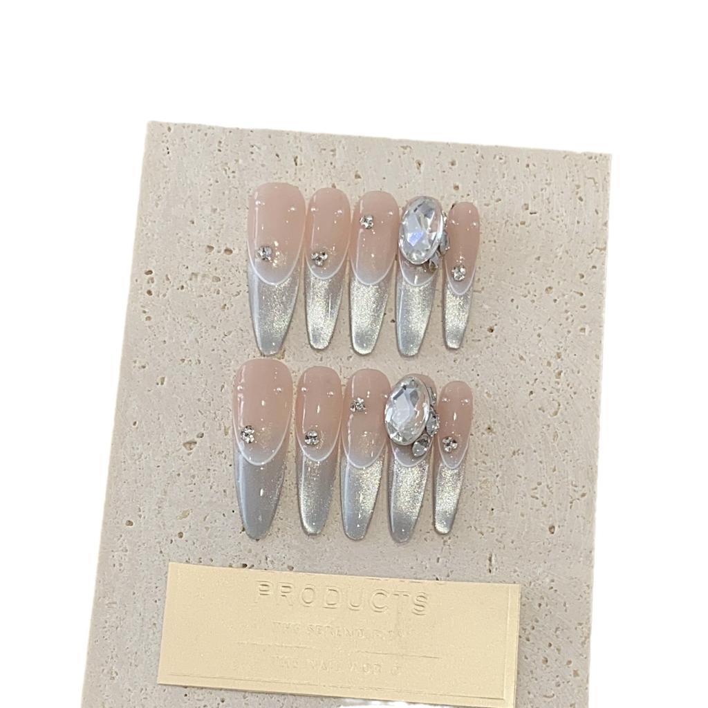 Handmade Gradient Thin Edge White French Boutique K9 Diamond Gentle Small Light Bulb Removable Wearable Armor