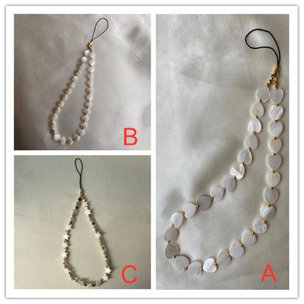 Love Heart Shell Beaded Key Chain Mobile Phone Lanyard Phone Strap Mobile Phone Chain Phone Charm