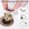 With Anti-clogging Basket Wash Basin Bounce Drain Filter Sink Drain Plug Size Sink Drain Stopper