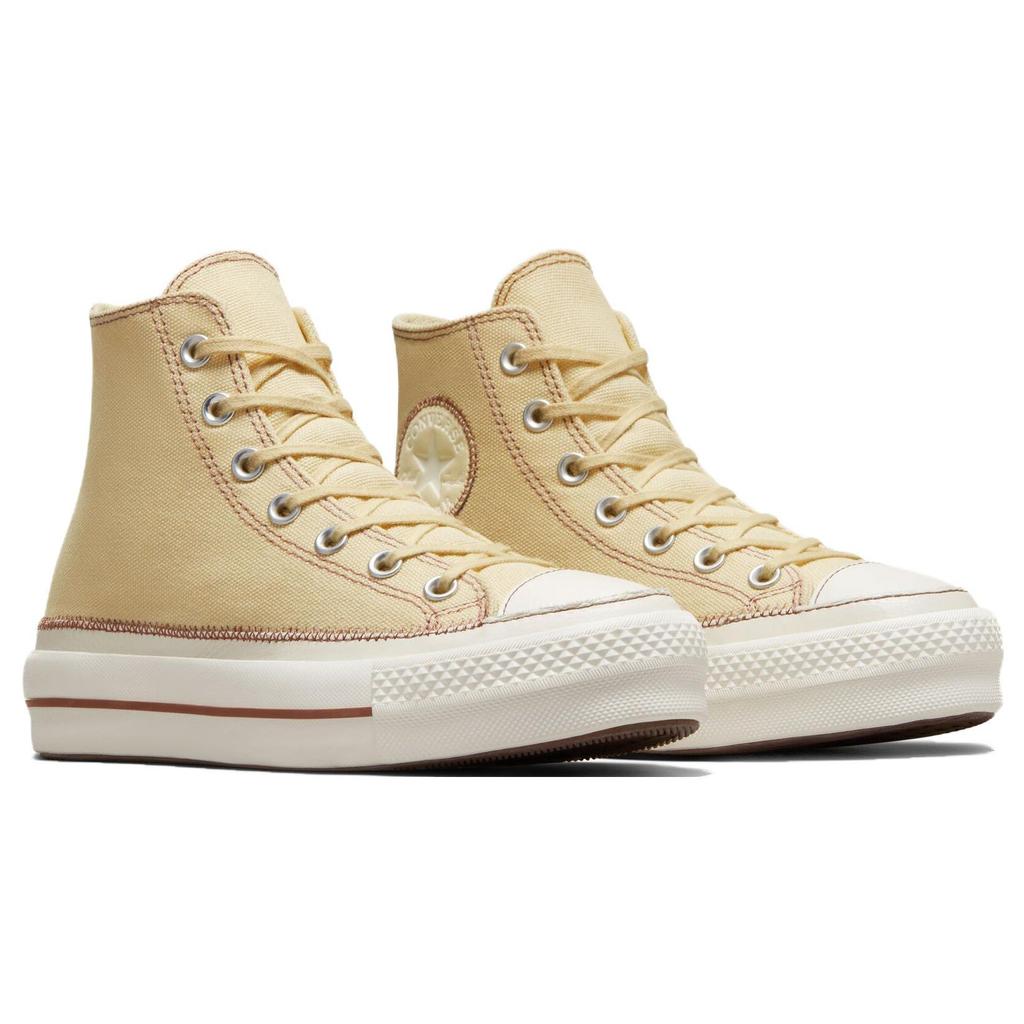 Converse Chuck Taylor All Star Lift Platform с контрастной строчкой — открытые женские кроссовки Sesame кремового цвета Egret Clay-Pot A04659C
