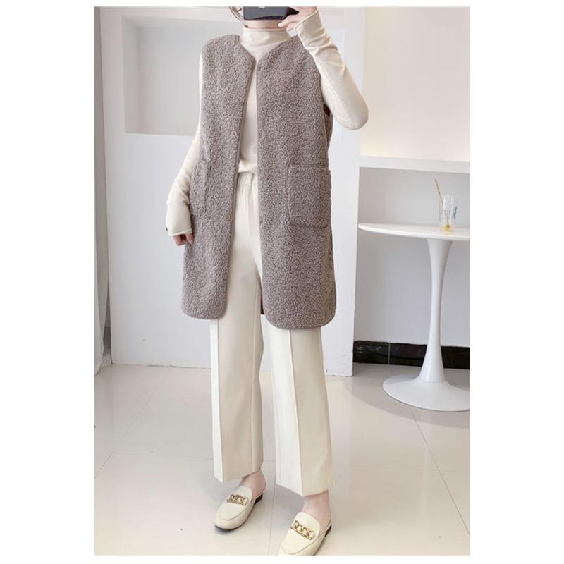 Длинный жилет для женщин на осень и зиму, средней длины, жилет из искусственного овечьего меха, модный новый стиль, трендовая и модная женская куртка