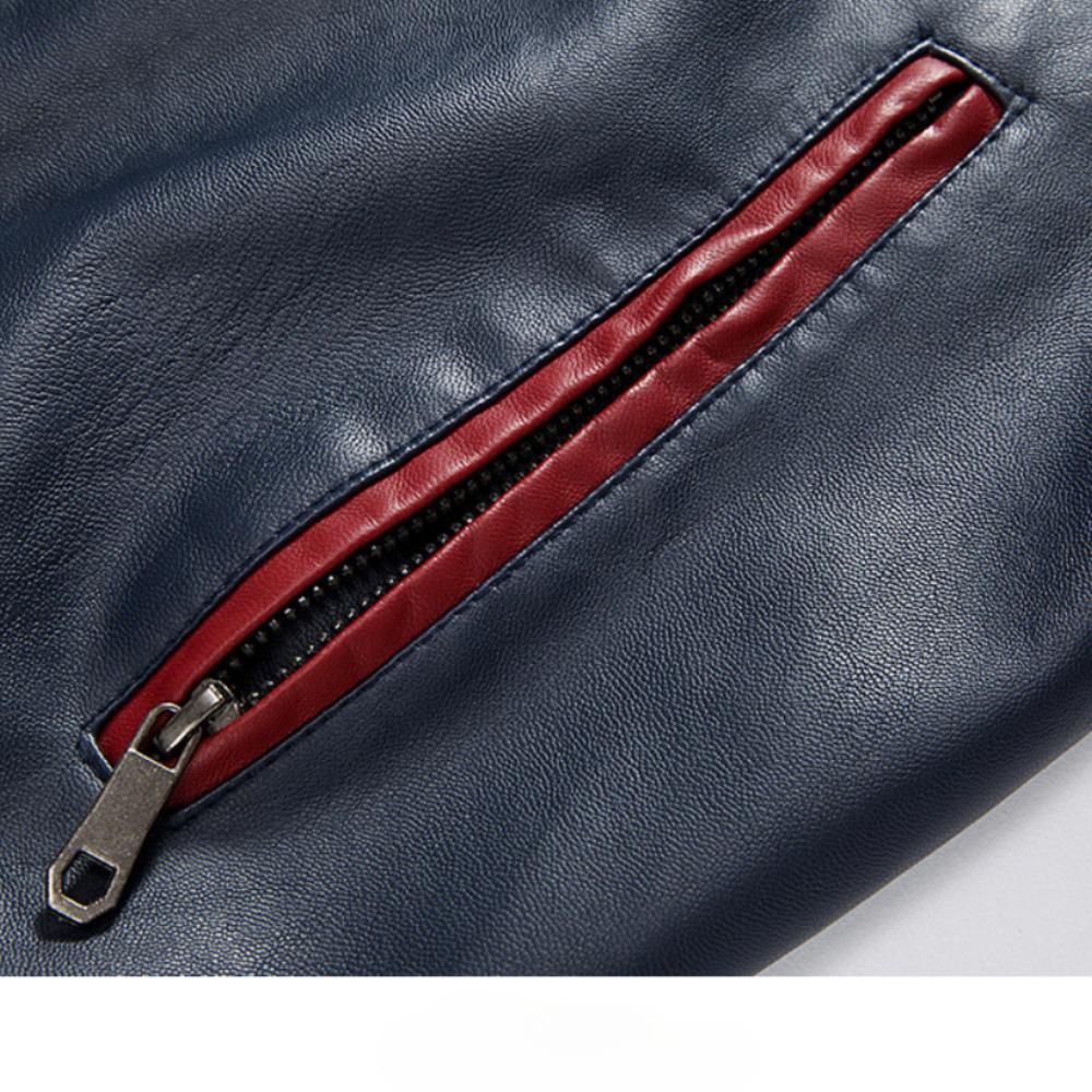 Men's High-quality Baseball Jacket, Patchwork Color Embroidered Printed PU Leather Jacket, Motorcycle Jacket, Autumn Jacket