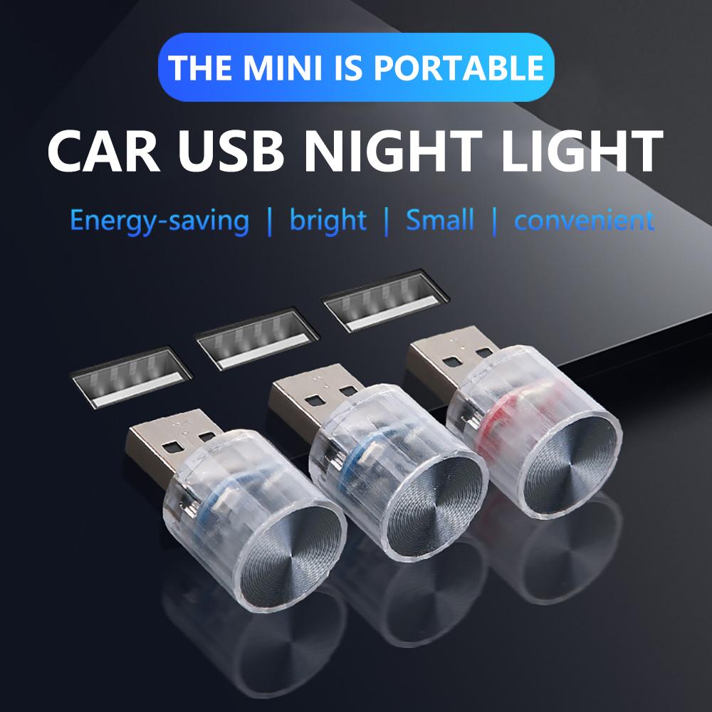 Мини-USB автомобильный окружающий свет, красочная вспышка, светодиодная атмосферная лампа, портативная Plug Play, автомобильное внутреннее декоративное освещение, синее