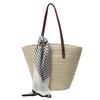Design Straw Woven Tote Bag for Women Raffia Handbag Summer Beach Bags for Vacation Rattan Shoulder Bag with Silk Scarf Totes