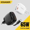 Essager 65-ваттное GaN-зарядное устройство с выдвижным USB-C кабелем - Быстрая зарядка PD для MacBook, iPhone 17 16 и ноутбуков