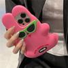 Ins корейские милые забавные солнцезащитные очки с кроликом силиконовый чехол для Iphone 14 13 12 Pro Max 11 прекрасный розовый кролик противоударный мягкий чехол