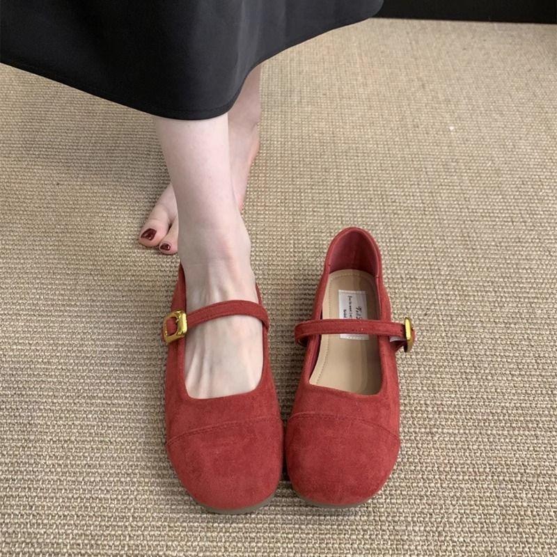 Shallow Single Shoes Women's Spring New Retro Gentle Fairy Mary Jane Women's Shoes Flat Beanie Shoes