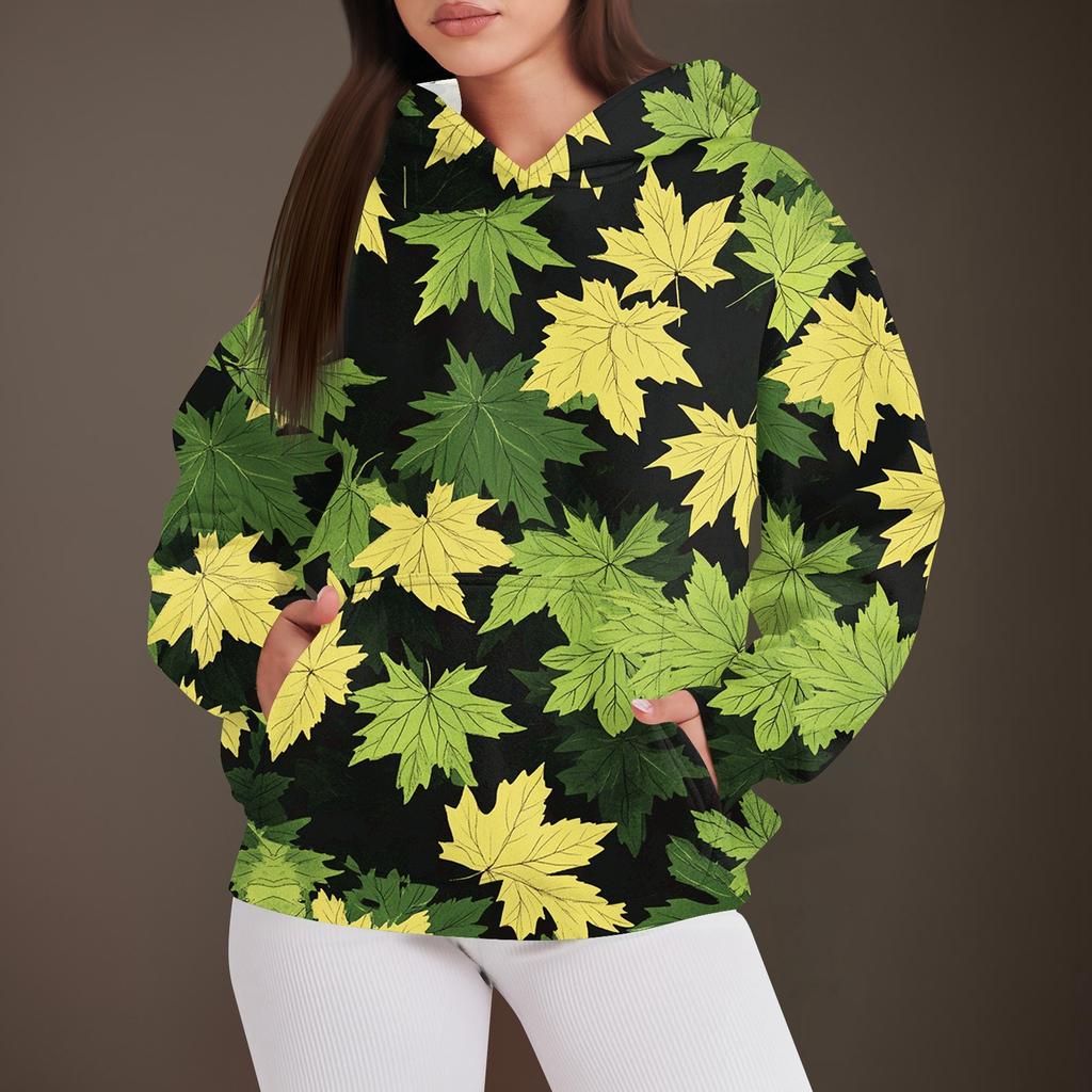 Women's Fashion Casual Pullover Hooded Sweatshirt  Printed Long Sleeve Sweatshirt