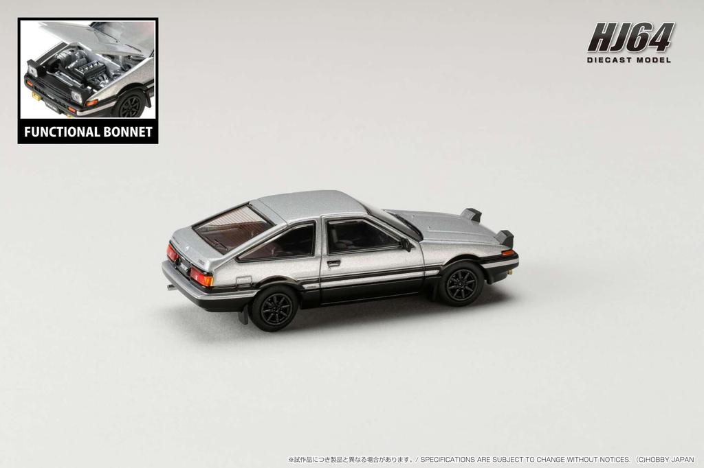 HJ64 Toyota Sprinter Trueno GT APEX JDM Style Finished Product 1/64 (AE86) Silver/Black