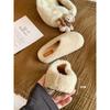 Wool version grape ma bag head one pedal thermal cotton shoes plush half slippers women wear autumn and winter