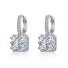 S925 Sterling Silver Earrings Sugar Cube Moissanite Ear Buckle Plated with Pt950 Gold High Quality Design Earrings