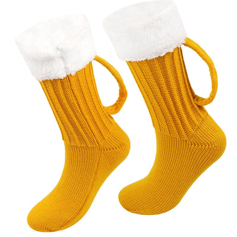 1 Pair  Beer Mug Knitted Socks Warm Soft Sleep Christmas Gift