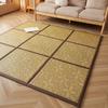 Rattan Summer Cooling Floor Mat Woven Tatami Carpet Bedside Rugs for Bedroom Living Room Bay Window Coffee Table Area Rugs Decor