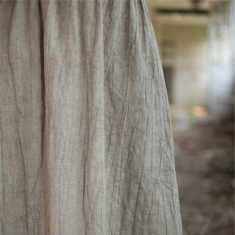 Johnature Women Ramie Tie-dye Skirts Elastic Waist Pockets Vintage Autumn Clothes Women A-Line Skirts