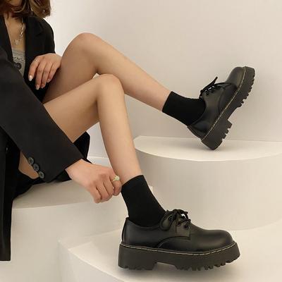 Весенние и осенние туфли из кожи на толстой подошве в британском стиле