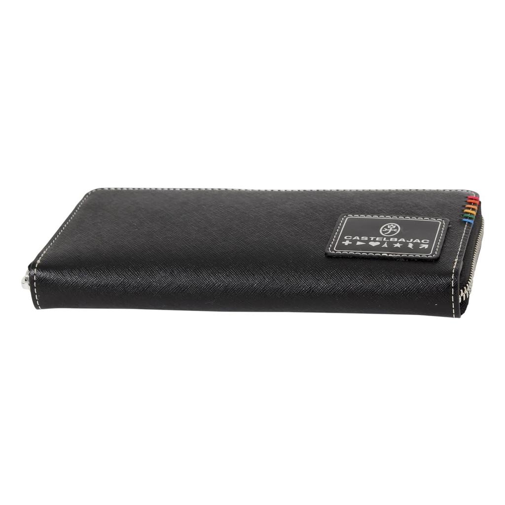 Длинный кошелек с круглой молнией из натуральной кожи, сорт 034616 Длинный кошелек из коровьей кожи зеленого цвета [Castelbajac] Мужской [05]