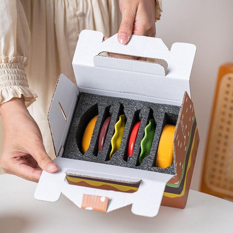 Блюдо для гамбургера Блюдо для приправ Набор из шести штук Блюдо для соуса Милая посуда Керамика Подглазурная роспись Блюдо для соевого соуса Бытовая сторона