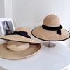 French Oversized Brimmed Hand Knitted Raffia Sun Hat Women Seaside Travel Sun Hat Elegant French Hepburn Style Sombrero