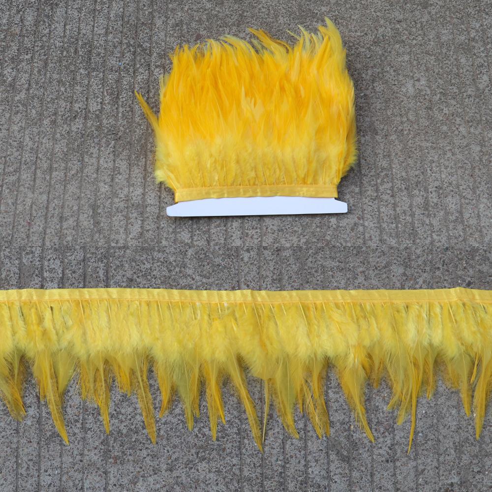 Feather5 10Meters Rooster Feather Trim 8-13CM Colored Chicken Feathers Ribbon 3-5" Saddle Pheasant Feathers Trim Fringe