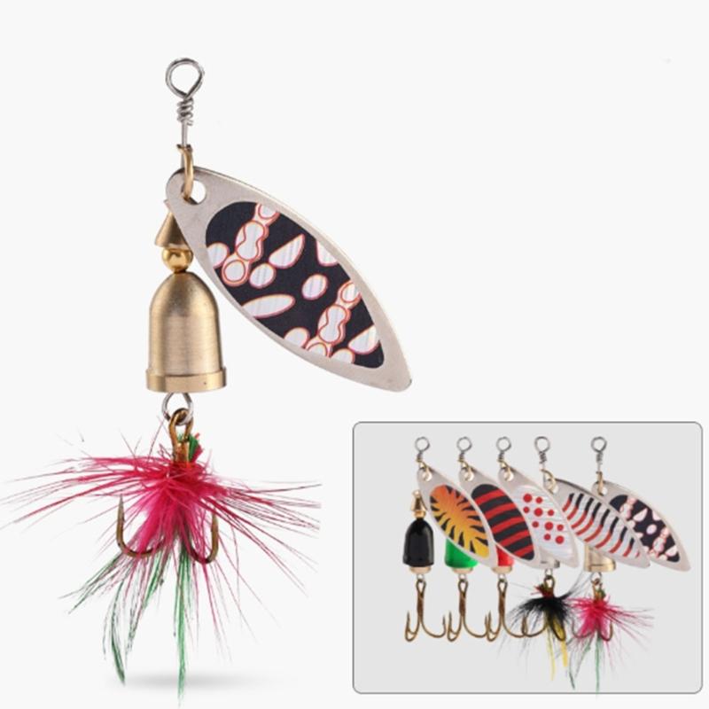5 шт. Металлическая вращающаяся блесна для дальнего заброса с крючком, блестками, искусственными приманками, твердый металлический спиннер, простая в использовании